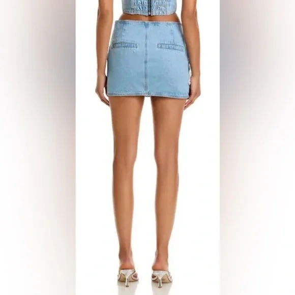 NEW PatBO Camila Coelho Denim Skirt NWT Sz 2 Beaded Accents - Picture 6 of 14